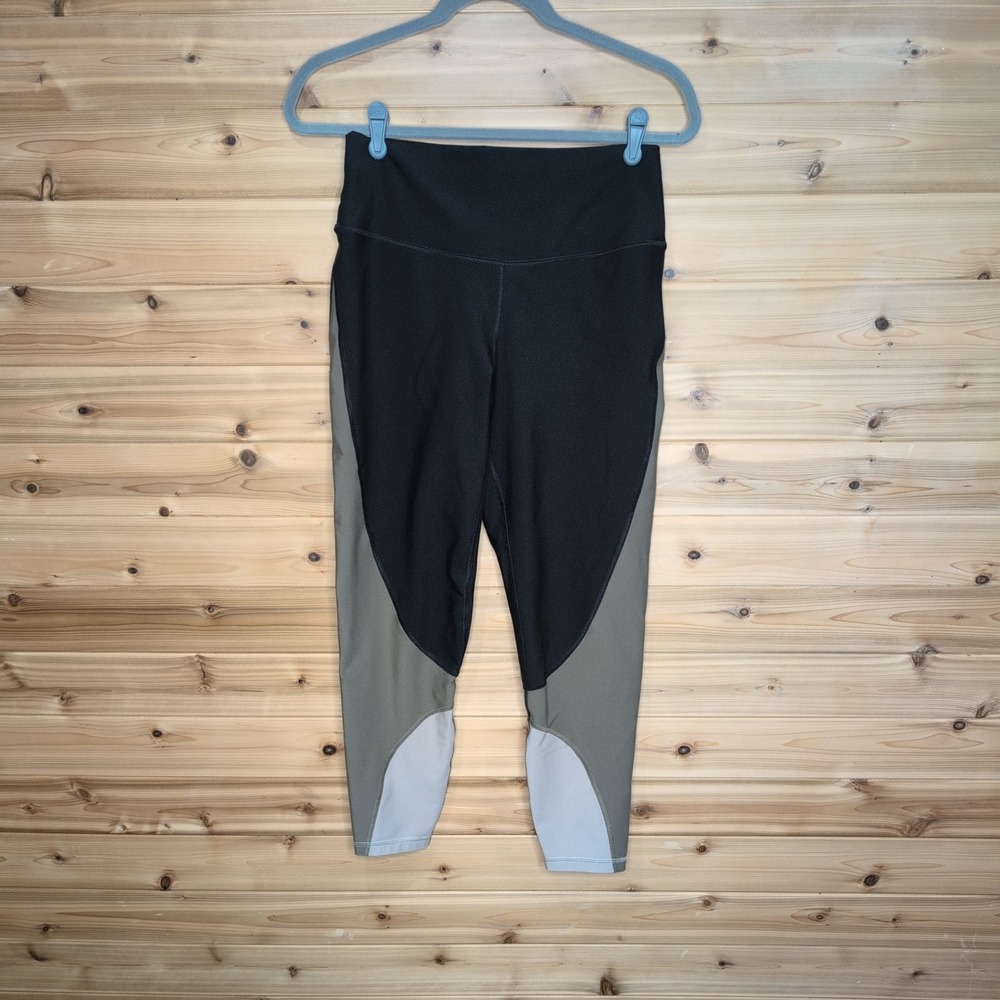 YPB Abercrombie SculptLux High Rise Colorblock 7/8 Leggings Black Green Large